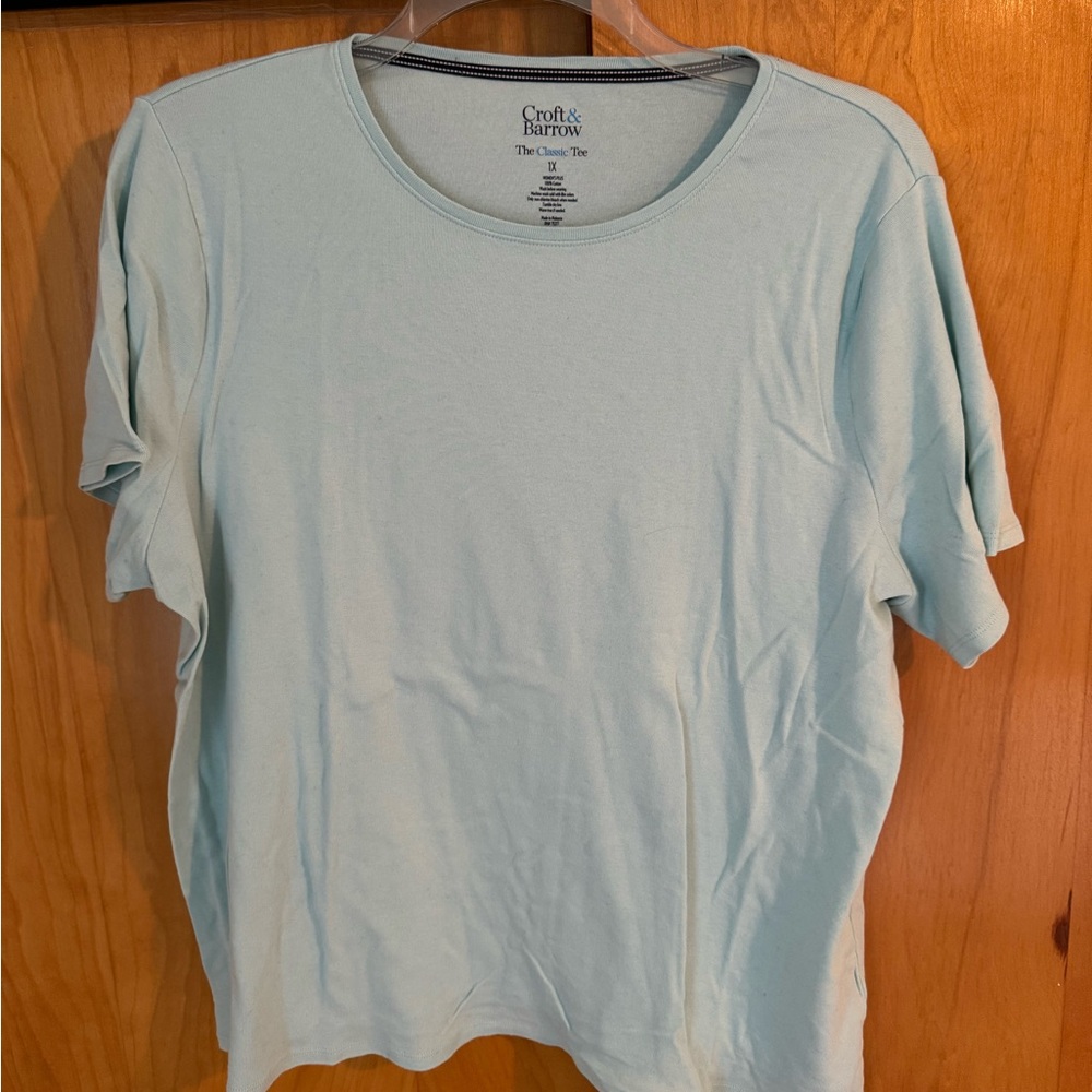 Croft & Barrow Essentials Crewneck Tee Size 1X - Light Blue